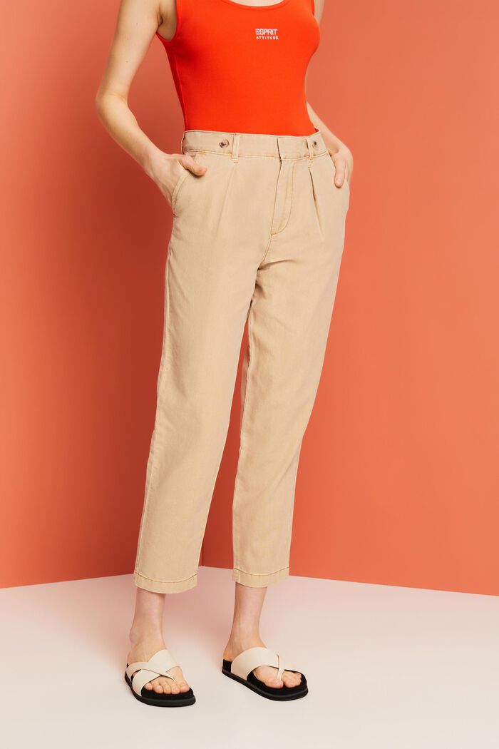 Pantalon chino, lin mélangé, SAND, detail image number 0
