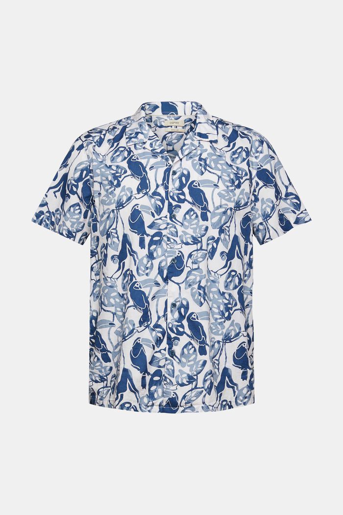 Overhemd met korte mouwen en tropische print, 100% katoen
