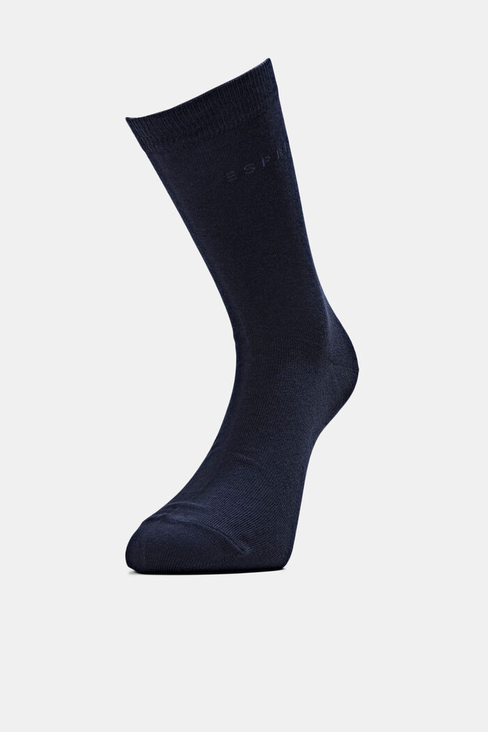 Set van 2 paar sokken met gebreid logo, organic cotton, MARINE, detail image number 0