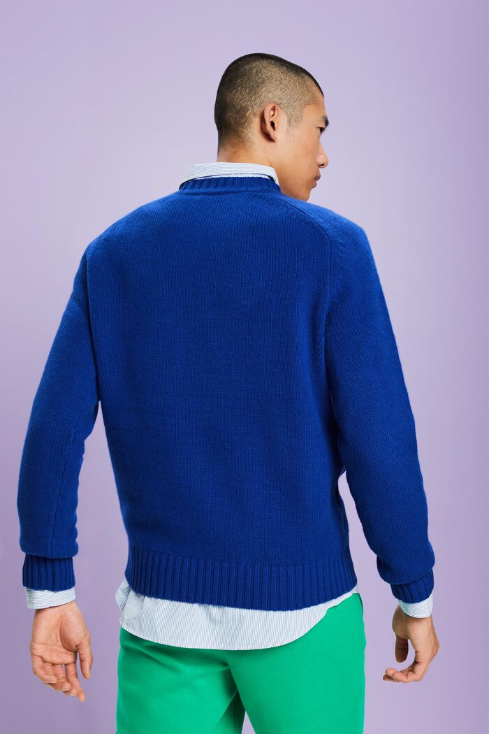 Grofgebreide trui van wol en kasjmier, BRIGHT BLUE, detail image number 4