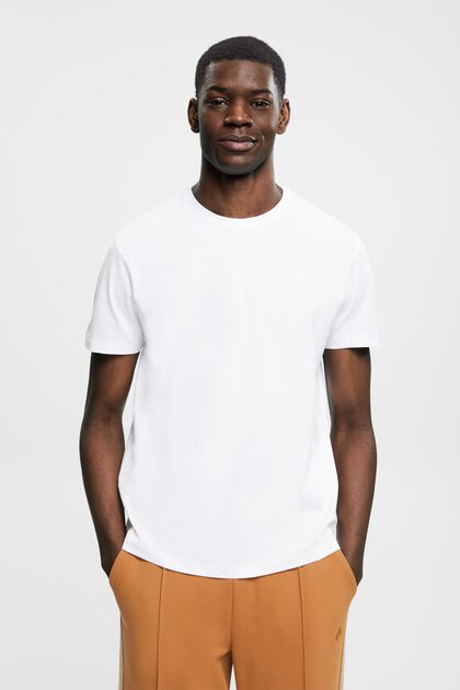 Slim fit T-shirt van pimakatoen, WHITE, overview