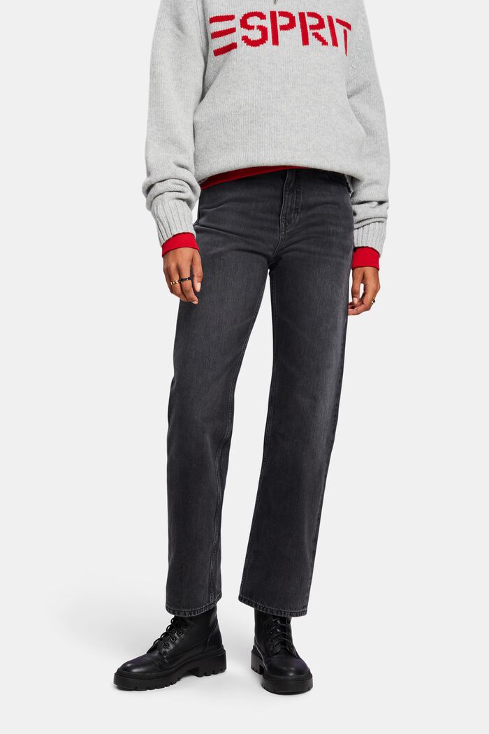 Straight jeans met retrolook en hoge taille, GREY DARK WASHED, detail image number 0