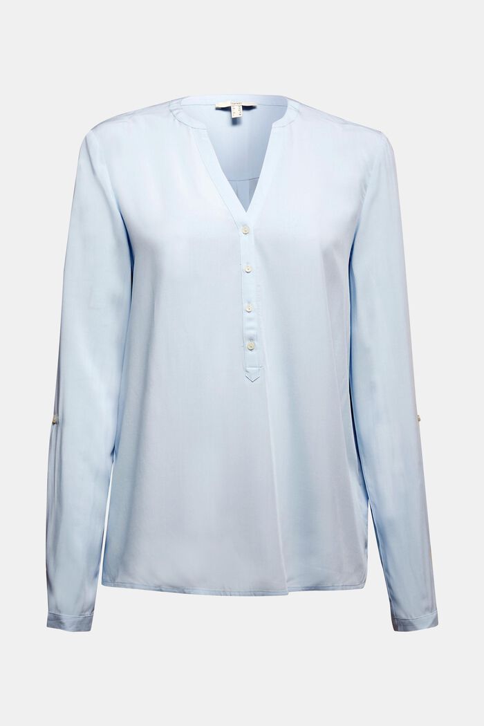 Henley blouse, LENZING™ ECOVERO™, LIGHT BLUE, detail image number 0