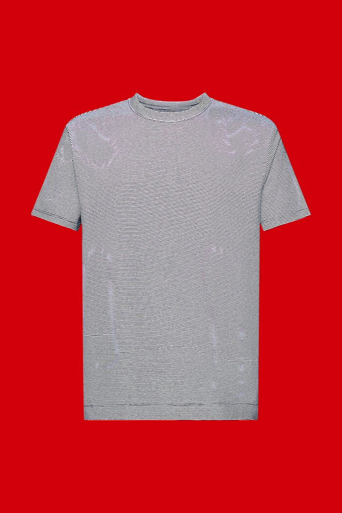 Gestreept jersey T-shirt, mix van katoen en linnen, NAVY, detail image number 6