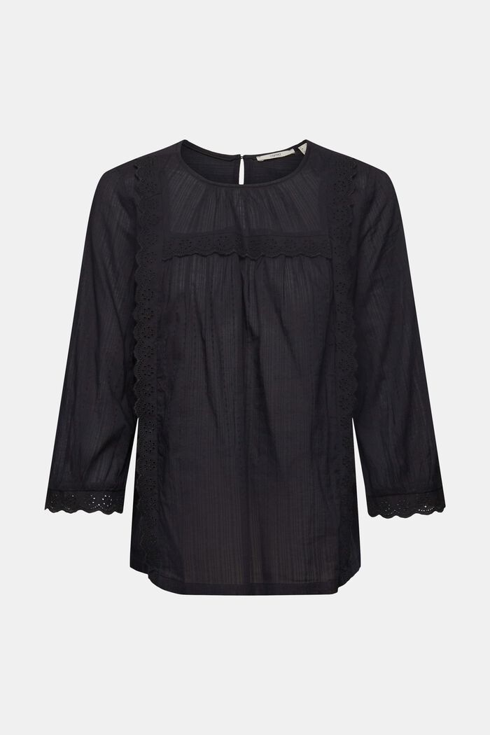 Kanten blouse met schulprandje, BLACK, detail image number 7