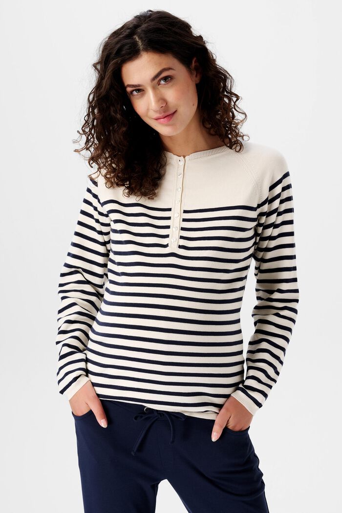 Zwangerschapssweatshirt met strepen, OFF WHITE, detail image number 0