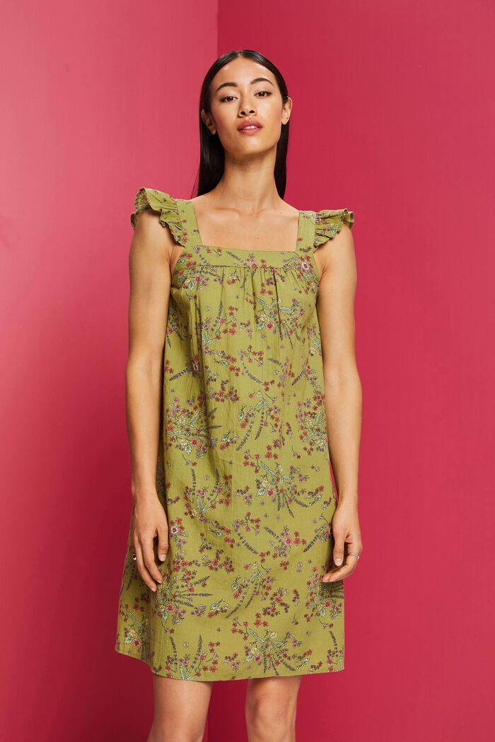 Mini-jurk met print, 100% katoen, PISTACHIO GREEN, detail image number 0