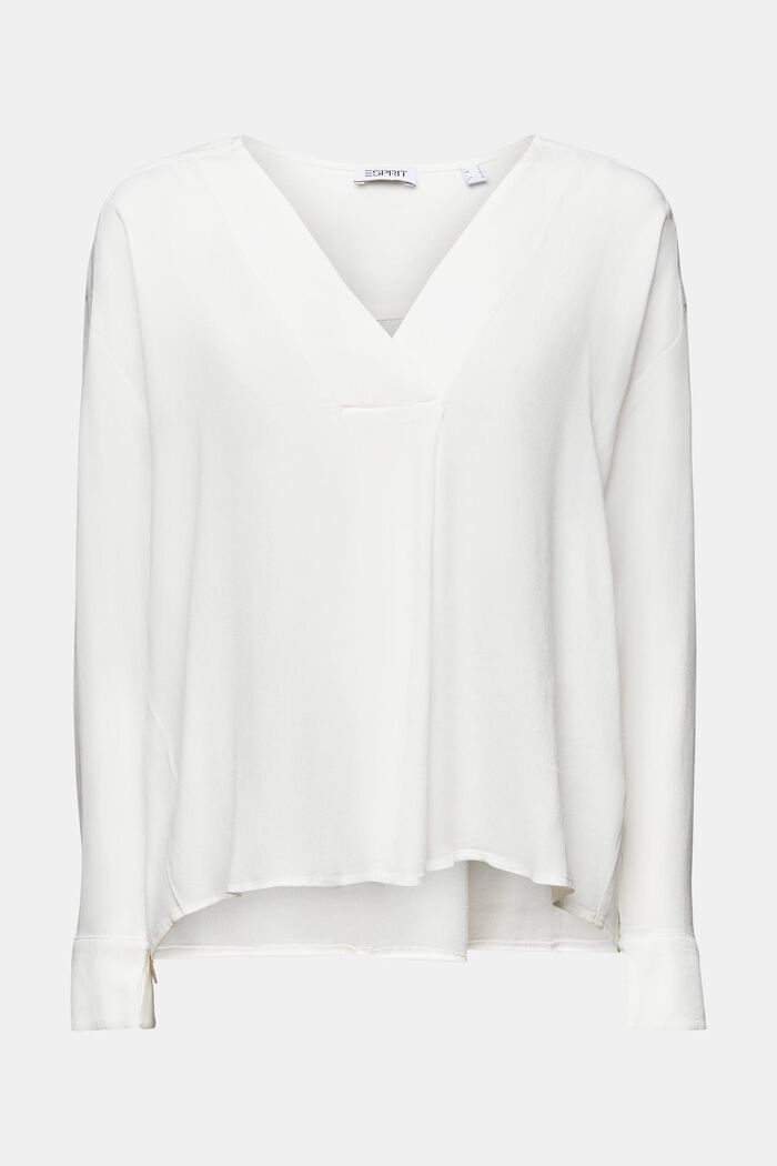 Crêpe blouse met V-hals, OFF WHITE, detail image number 5