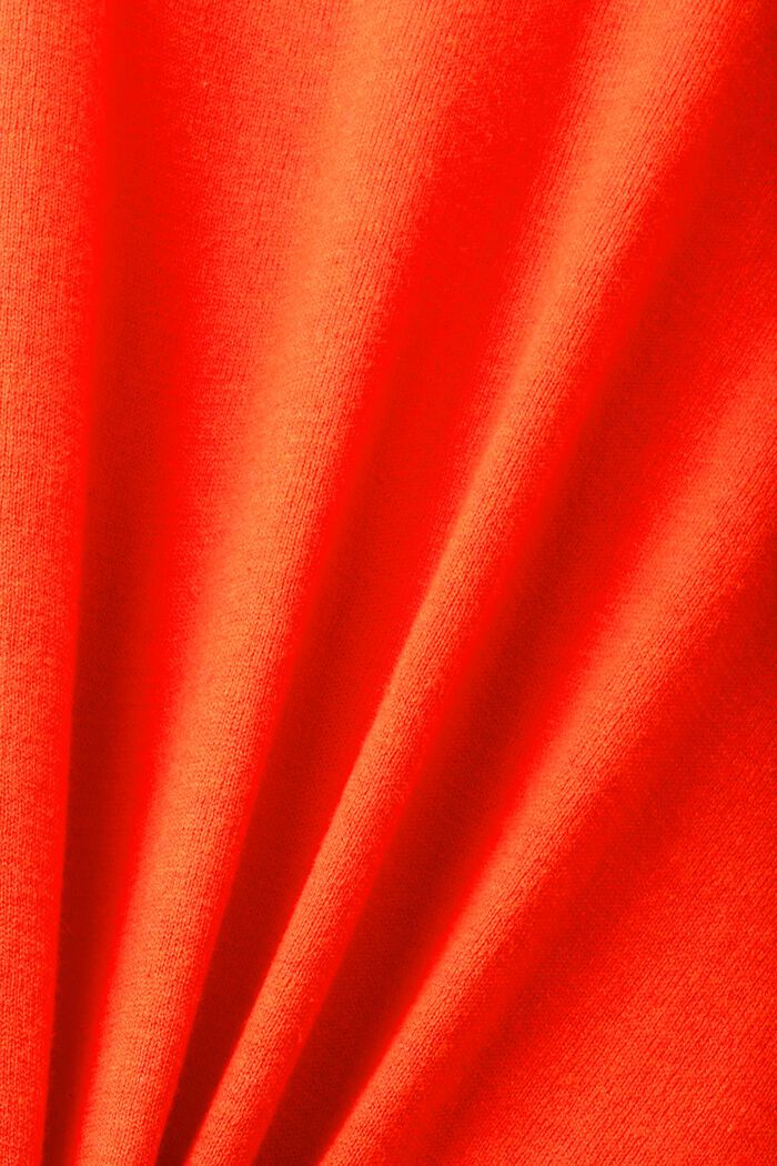 Gebreide trui met korte mouwen met linnen, ORANGE RED, detail image number 5