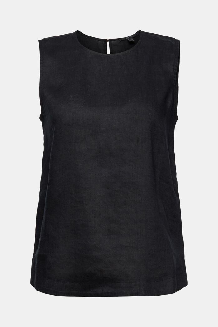 Top façon blouse, 100 % lin, BLACK, detail image number 0