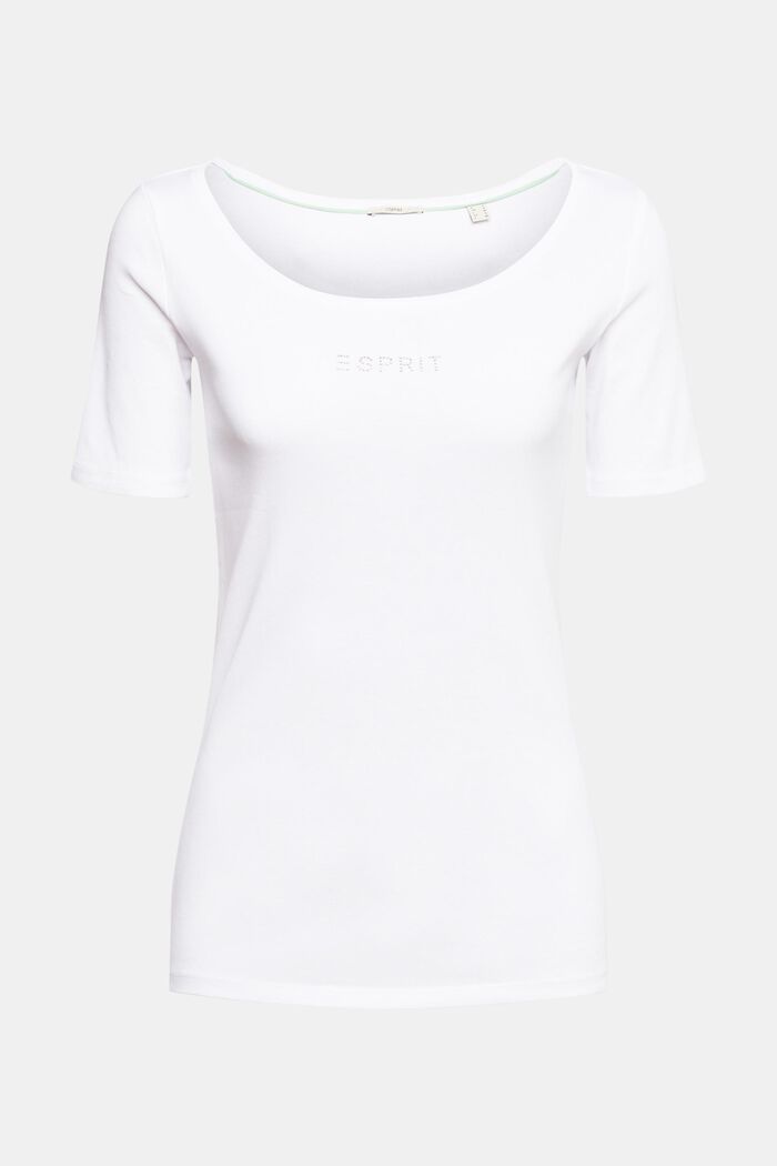 T-shirt à logo orné de strass, WHITE, detail image number 2
