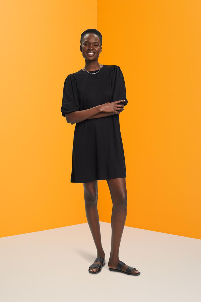 Mini-jurk met volumineuze mouwen, BLACK, detail image number 1