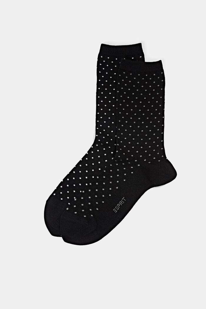 Set van 2 paar sokken met stippen, organic cotton, BLACK, detail image number 0
