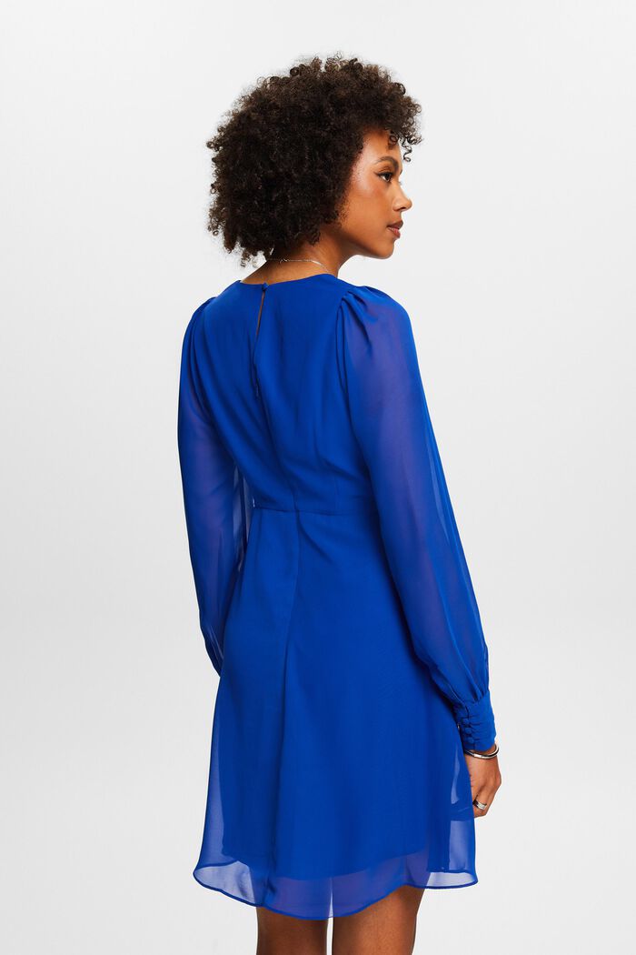 Chiffon mini-jurk met V-hals, BRIGHT BLUE, detail image number 2