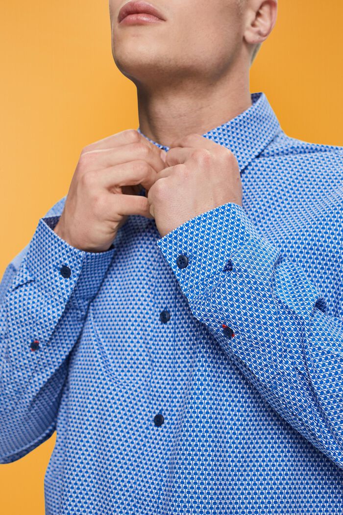 Slim fit-overhemd met patroon all-over, BLUE, detail image number 2