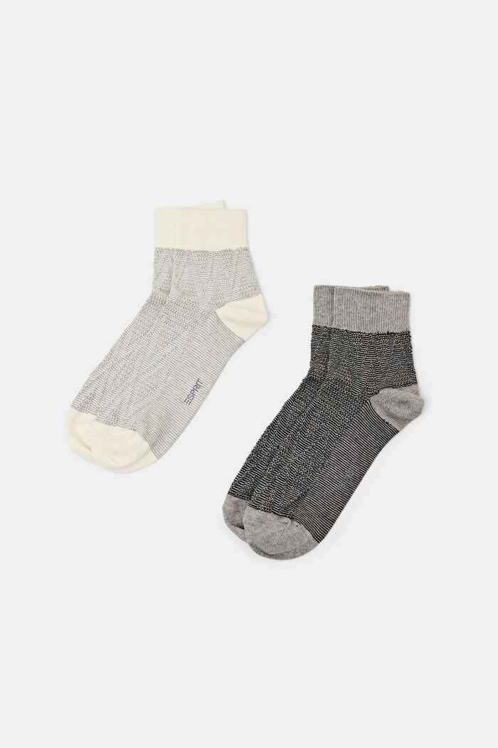 Set van 2 paar gestructureerde sokken, GREY, detail image number 0