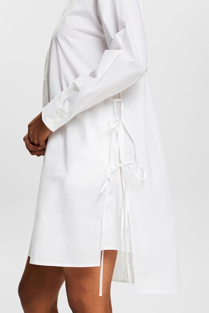 Robe-chemise en popeline à détail noué, WHITE, detail image number 3