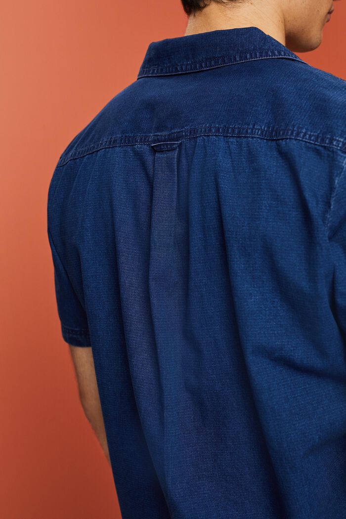 Chemise à manches courtes en jean, 100 % coton, BLUE DARK WASHED, detail image number 4