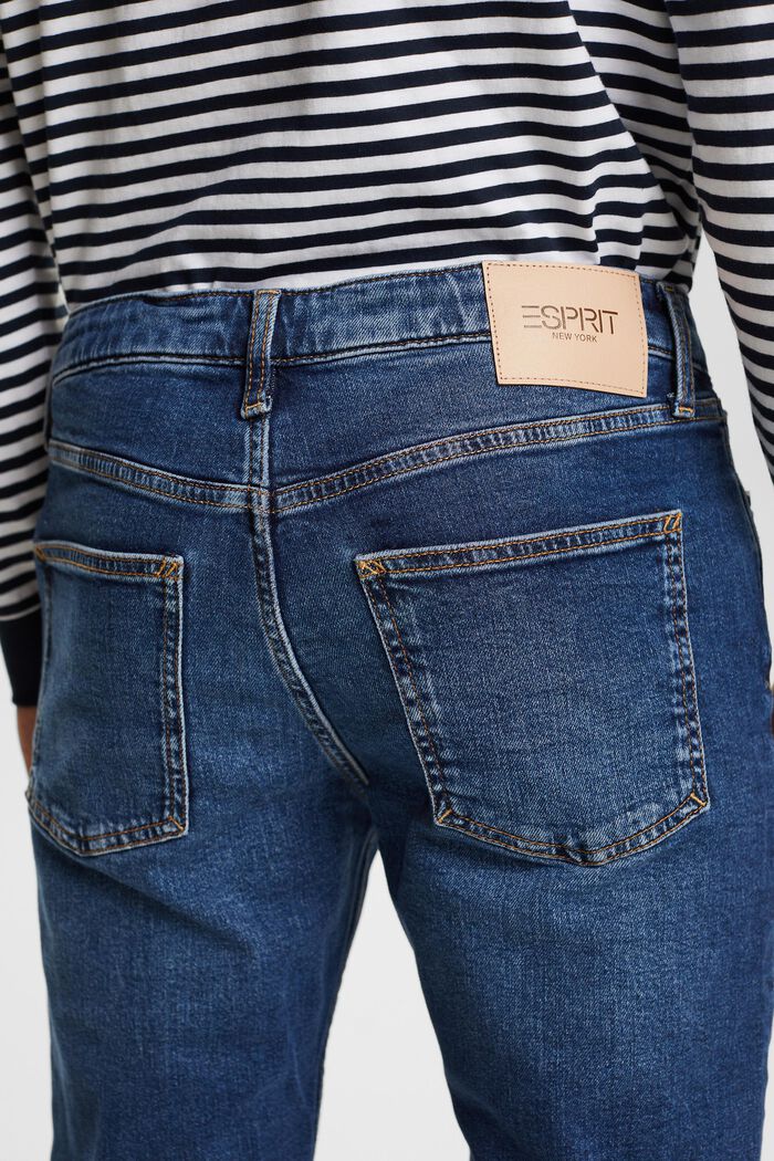Jeans met middelhoge taille en rechte pijpen, BLUE MEDIUM WASHED, detail image number 4