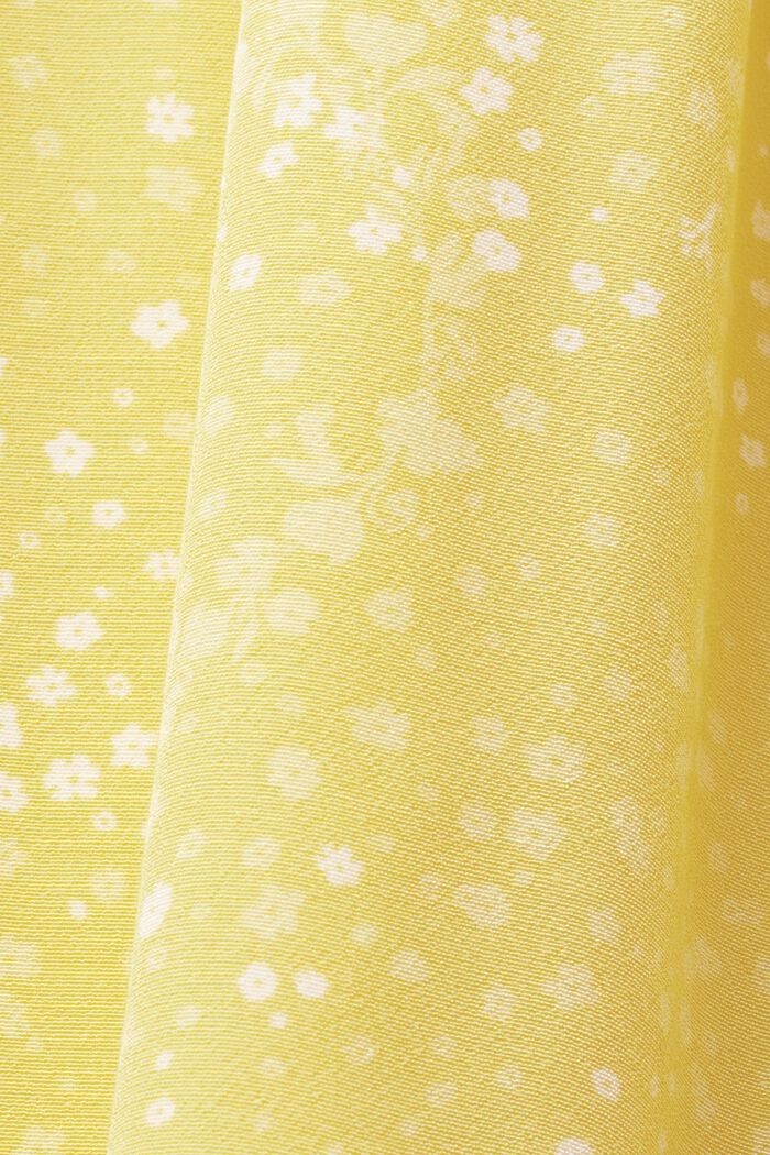 Gerimpelde midi-jurk met print en strik op de achterkant, LIGHT YELLOW, detail image number 6