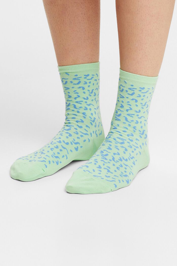 2 paar katoenen sokken met print, JEANS/MINT, detail image number 1