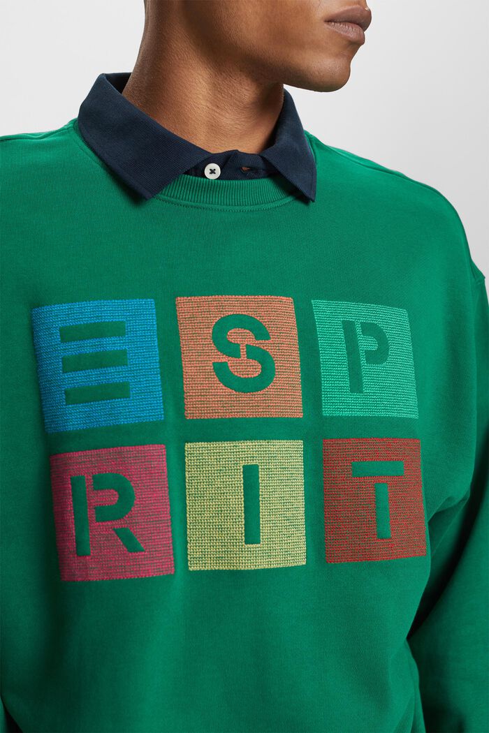 Sweatshirt met logo van organic cotton, DARK GREEN, detail image number 2