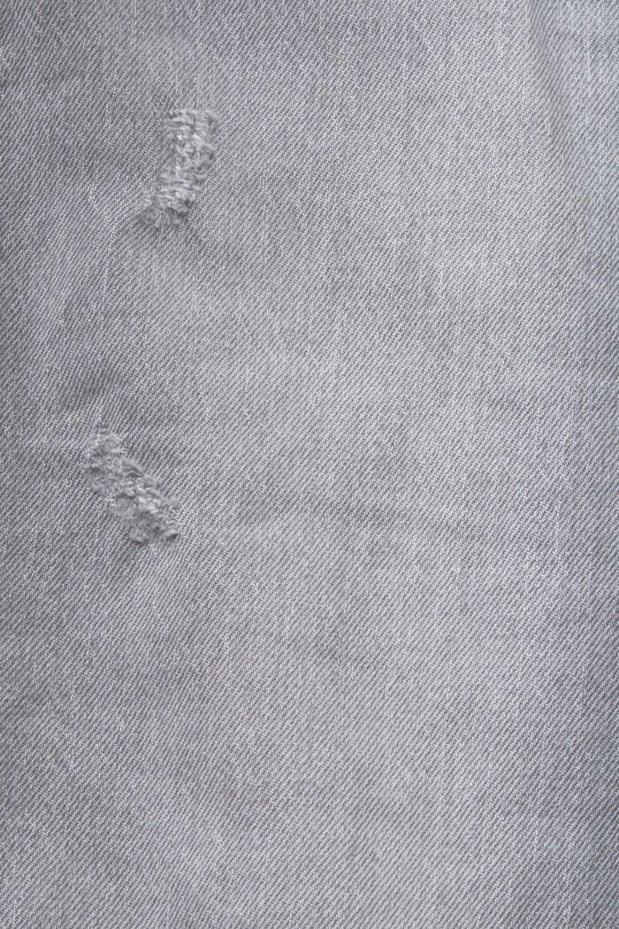 Jeans met hoge taille, kortere pijpen en een rafelige zoom, GREY MEDIUM WASHED, detail image number 5