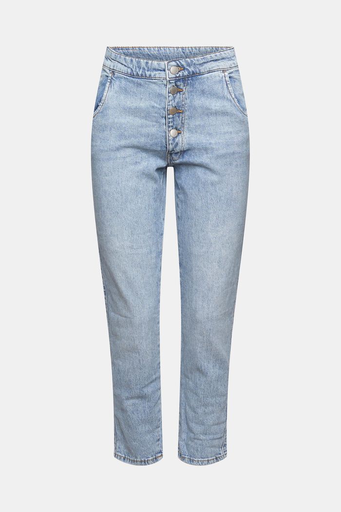 Met hennep: jeans met knoopsluiting, BLUE BLEACHED, detail image number 7