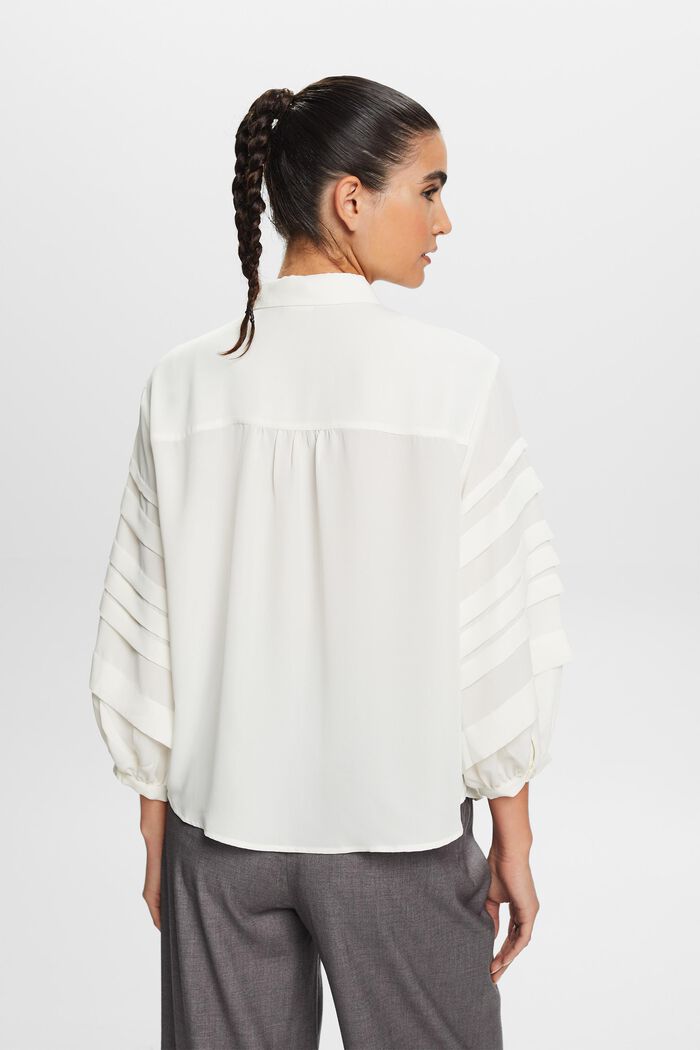 Geplooide overhemdblouse, OFF WHITE, detail image number 4