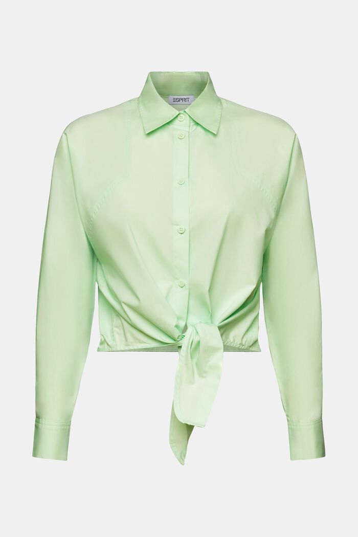Cropped shirt met strik op de voorkant, LIGHT GREEN, detail image number 6