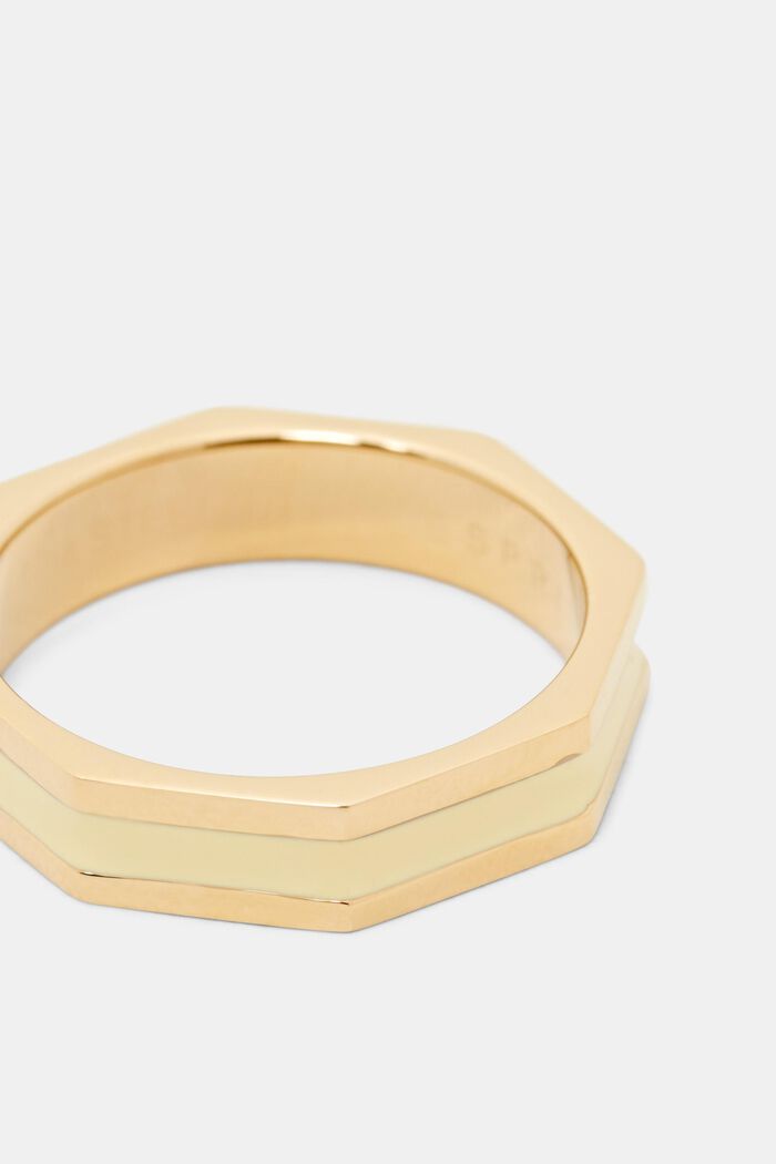 Hoekige, gekleurde ring, roestvrij staal, GOLD, detail image number 1