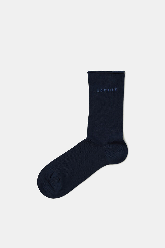 Set van 2 paar sokken met rolrandjes, organic cotton, MARINE, detail image number 0