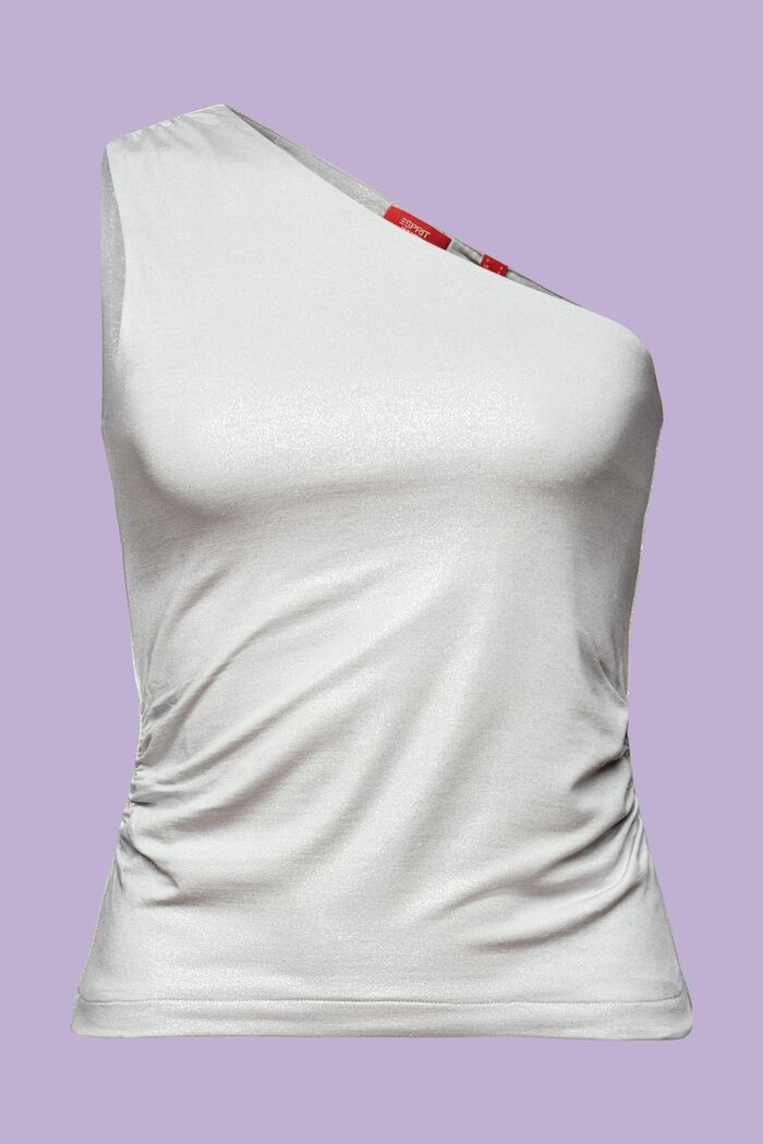Lamé one shoulder-top, SILVER, detail image number 6