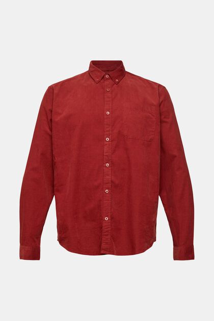 Corduroy overhemd met buttondownkraag, TERRACOTTA, overview