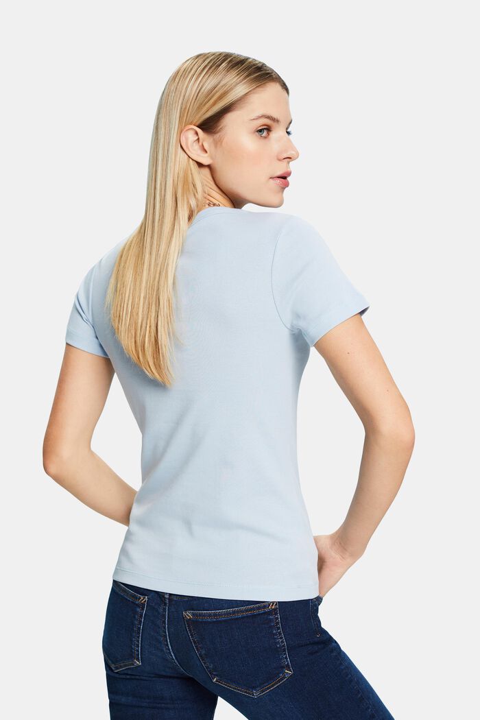 Katoenen T-shirt met V-hals, LIGHT BLUE, detail image number 2
