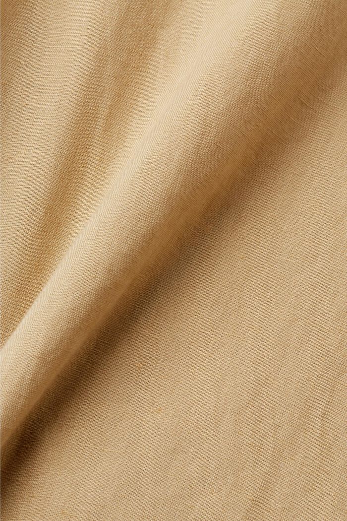 Chemise à col boutonné en mélange de coton et lin, BEIGE, detail image number 4