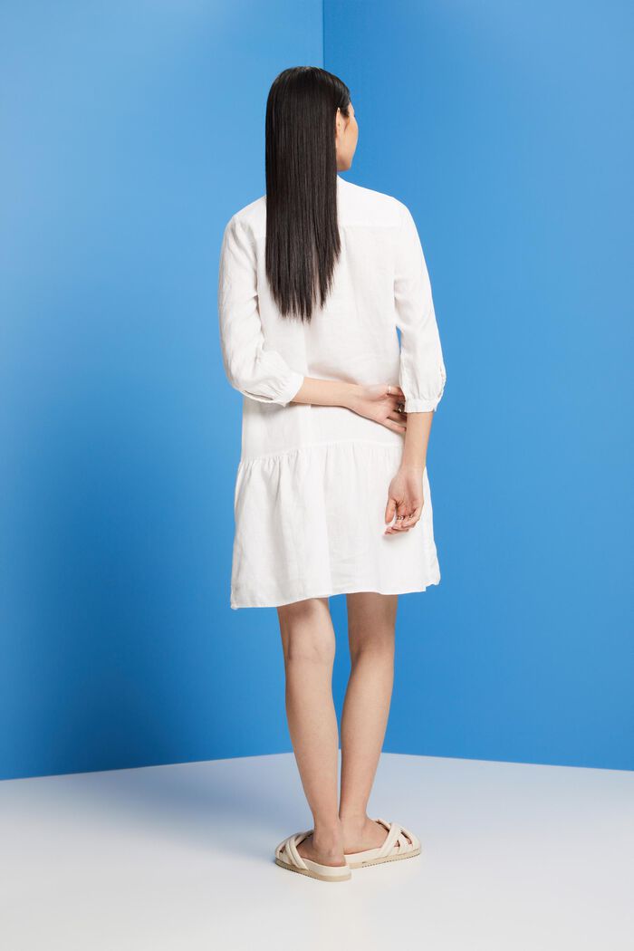 Mini robe-chemise, 100 % lin, WHITE, detail image number 3