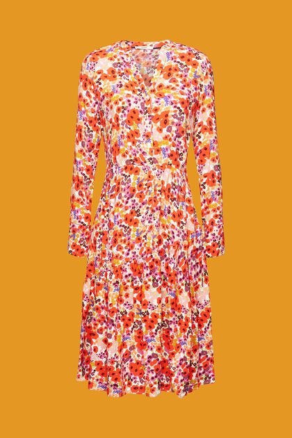 Midi-jurk met bloemenprint all-over