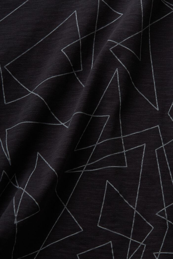 Katoenen T-shirt met V-hals en print, BLACK, detail image number 5