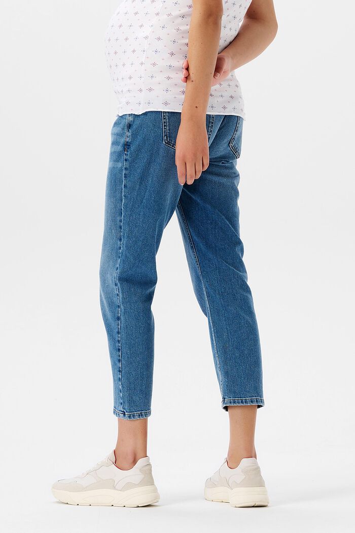 Jeans met cropped pijpen en band over de buik, MEDIUM WASHED, detail image number 1
