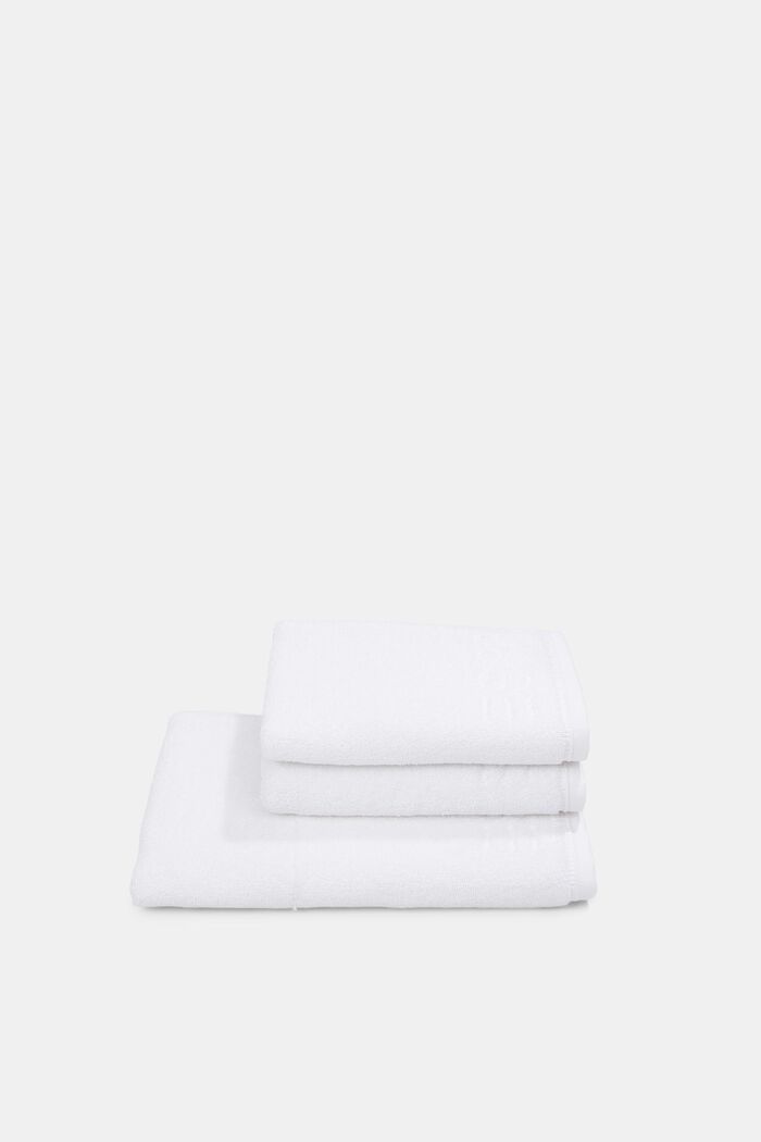 À teneur en TENCEL™ : le lot de 3 serviettes en tissu éponge, WHITE, detail image number 2
