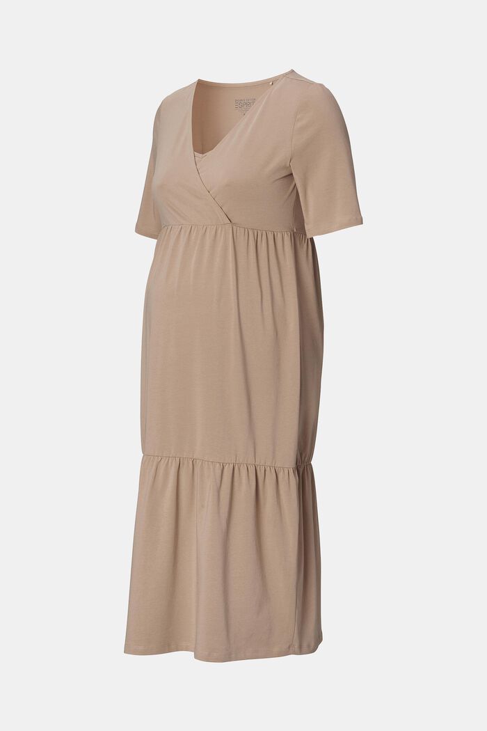 Jersey jurk met voedingsfunctie, biologisch katoen, LIGHT TAUPE, detail image number 5