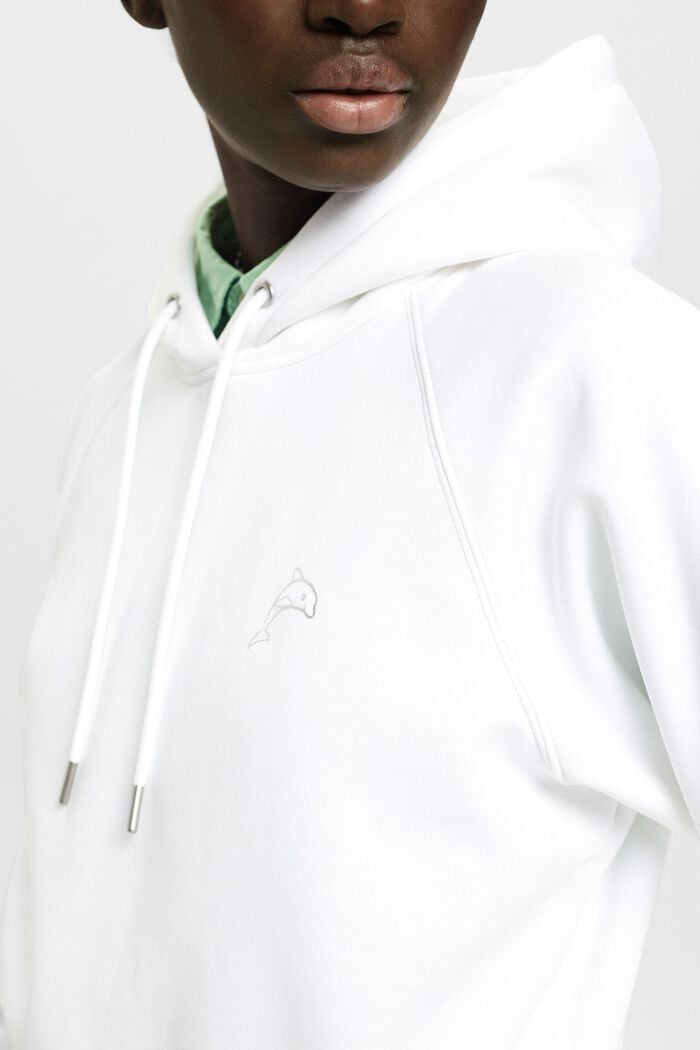 Cropped hoodie met dolfijnenlogo, WHITE, detail image number 2