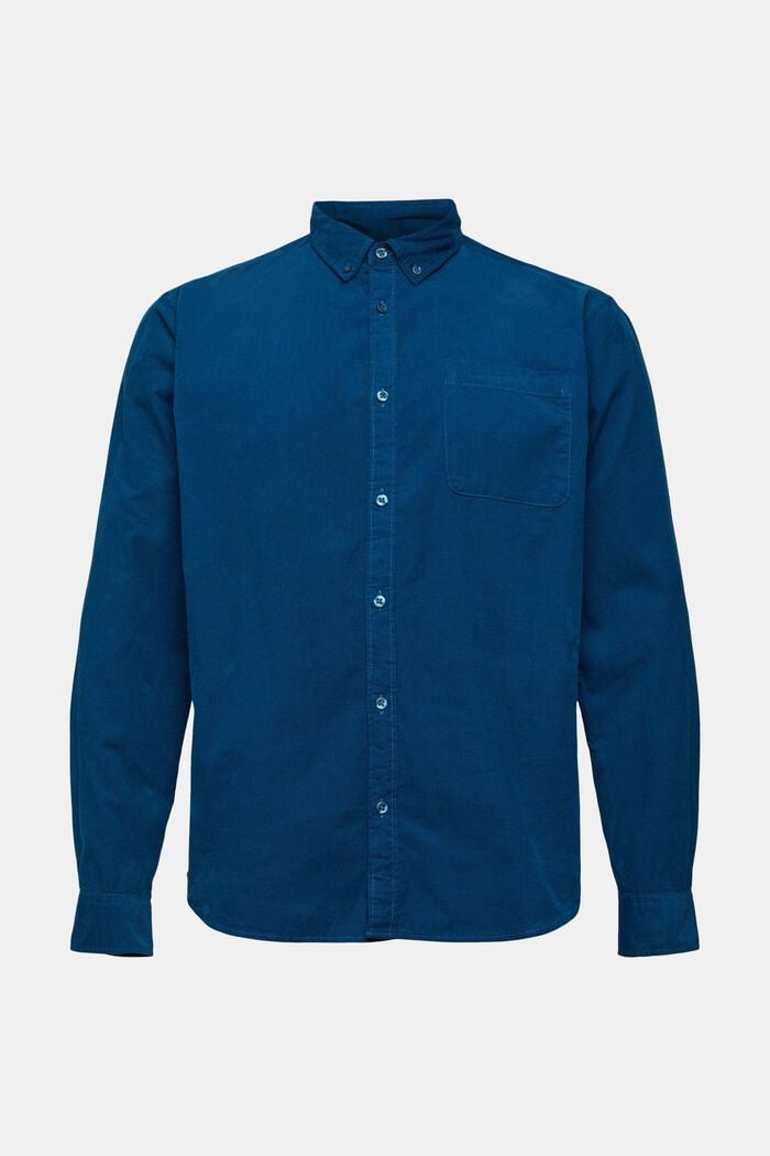 Chemise à col boutonné en velours côtelé, PETROL BLUE, detail image number 6
