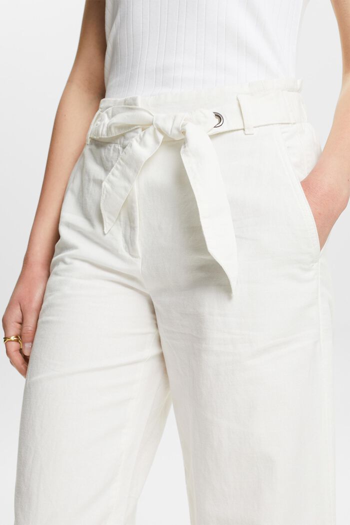 Jupe-culotte cropped en coton et lin, OFF WHITE, detail image number 3
