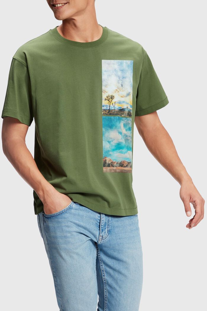 T-shirt met print van een gestapeld landschap
