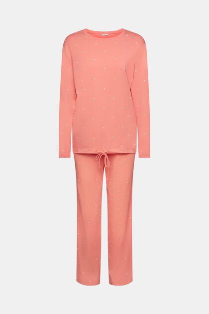 Pyjama en coton à motif all-over, CORAL, overview