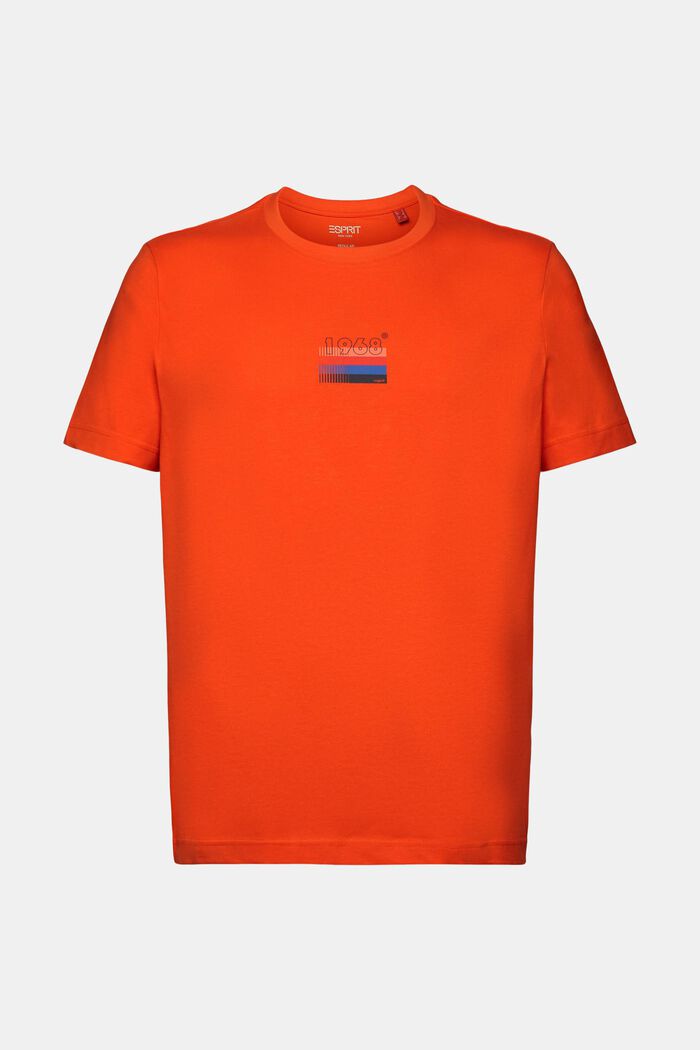 Jersey T-shirt met print, 100% katoen, BRIGHT ORANGE, detail image number 6