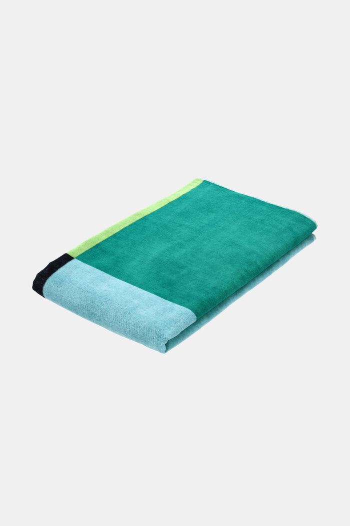 Strandhanddoek met meerkleurig blokdesign, DEEP WATER, detail image number 2
