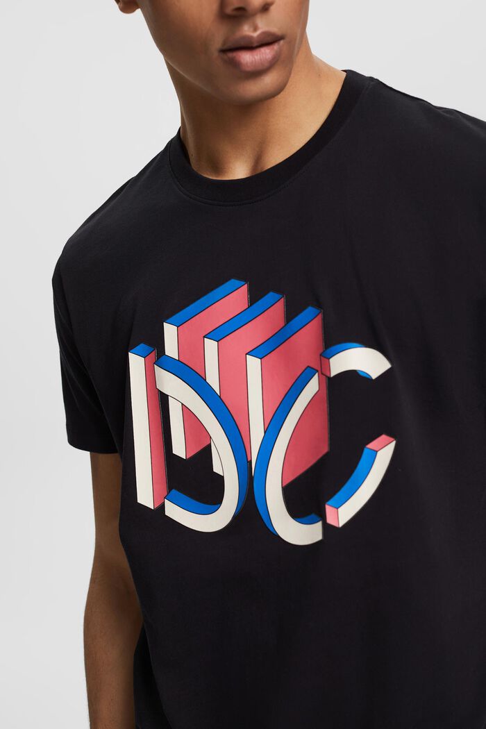 Jersey T-shirt met grafische 3D-logoprint, BLACK, detail image number 1